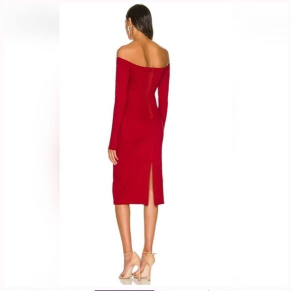 🔥 Alice + Olivia women’s Dorinda Off-shoulder Fitted bodycon Midi Dress Size 2 - Picture 2 of 10